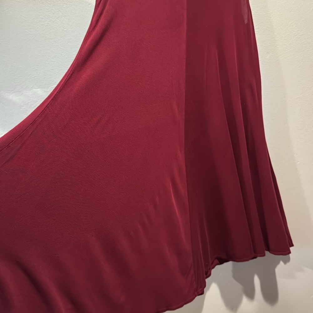 Silence + Noise Swingy Tank Dress Deep Red Burgundy Semi Sheer Flowy Mini Dress - Picture 6 of 15